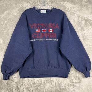 Vintage Jerzees Victoria Clipper Sweatshirt Navy Blue Seattle Victoria Large